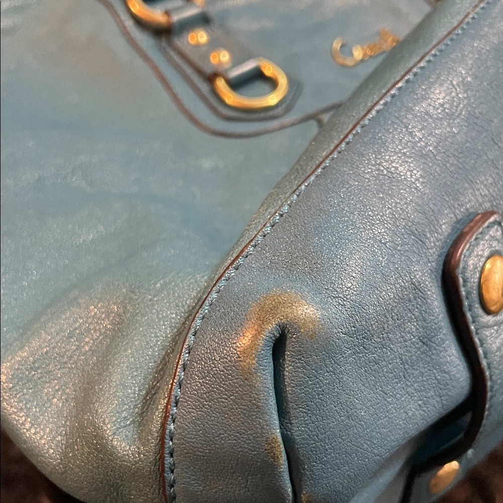 🎉HP🎉Coach Aqua Blue Teal Leather Satchel - Picture 14 of 14